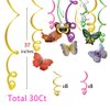 30Ct Spring Butterfly Hanging Swirl Decorations,Themed Birthday Party,Party Supplies,Ceiling Hanging Swirl Decorations for Girls,Boys,Kids Home,Classroom,Baby Showers