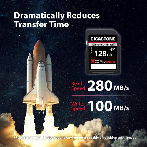 GIGASTONE 128GB 2-Pack SD Card UHS-II V60 U3 SDXC Memory Card High Speed Read up to 280MB/s 4K Ultra HD UHD Video for DSLR Canon Nikon Sony Pentax Olympus Panasonic Digital Camera, with 2 Mini Cases