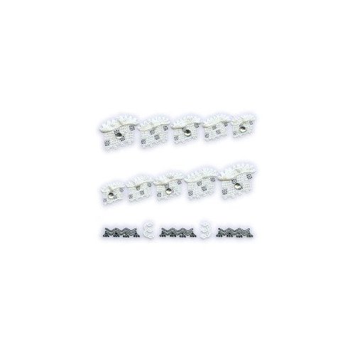 Black & White Floral Checkered Lace w/Rhinestone French Tip Nail Stickers/Decals
