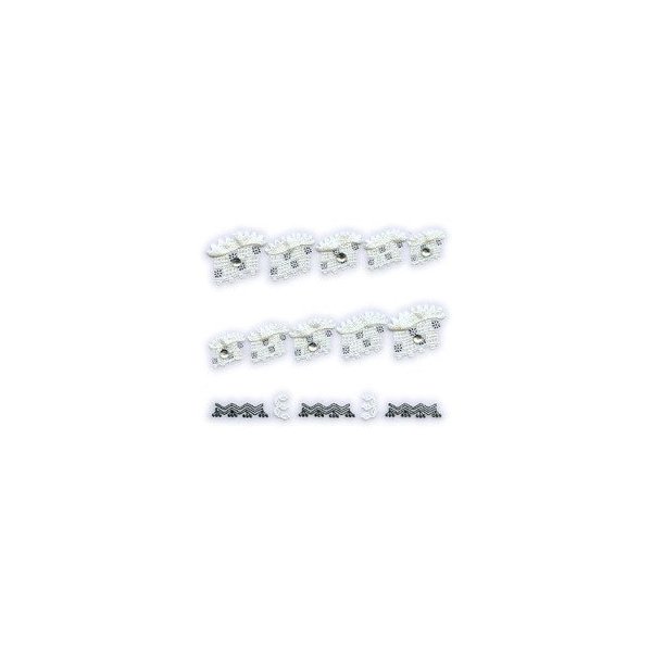 Black & White Floral Checkered Lace w/Rhinestone French Tip Nail Stickers/Decals