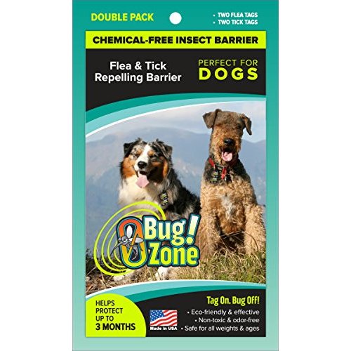 0Bug!Zone Flea and Tick Barrier Tag for Dogs, 2 Tags