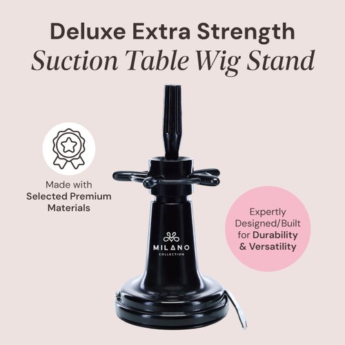 MILANO COLLECTION Deluxe Premium Suction Table Stand - Black for Wig and Mannequin Head