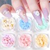 3D Flower Nail Charms, 6Boxes 3D Flower Nail Rhinestone for Acrylic Nails Cherry Blossom Spring Nail Art Supplies with Pearls Manicure DIY Nail Decorations for Women Girls