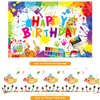 Art Birthday Party Supplies, Paint Party Supplies - Plates, Cups, Napkins, Forks, Knives, Spoons, Straw, Tablecloth, HAPPY BIRTHDAY Backdrop, Cake Topper, Balloon for Painting Party - 20 Guests