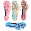 FROG SAC 4 Preppy Striped Bow Headbands for Girls, Cute Hair Accessories for Kids, Adjustable No Slip Grosgrain Ribbon Headband Pack for Kids, Elastic Non Slip Fashion Hairbands With Bows For Children