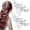Isslly 2PCS Silver Bridal Hair Side Combs, Clear Rhinestones Metal Hair Combs, Wedding Crystal Hair Clips for Women, Girls, Brides for Parties, Prom