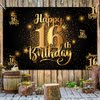 Mnixy Happy 16th Birthday Backdrop Banner Step and Repeat 16 Years Old Background Decorations for Women Men Her Him Photography Party Supplies Glitter Black Gold