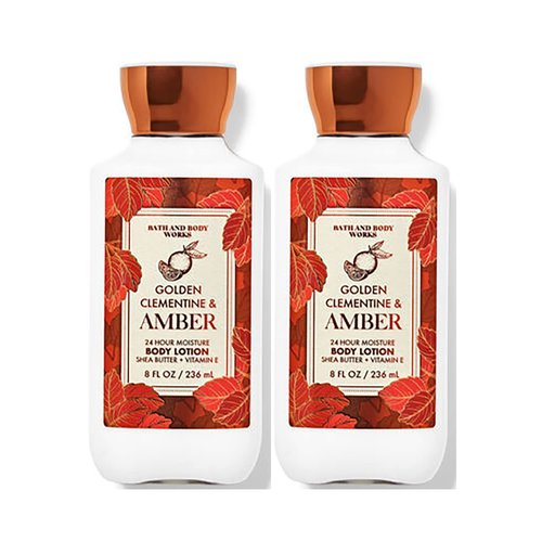 Bath and Body Works Golden Clementine & Amber Super Smooth Body Lotion Sets Gift For Women 8 Oz -2 Pack (Golden Clementine & Amber)