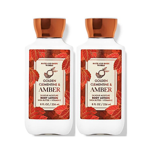 Bath and Body Works Golden Clementine & Amber Super Smooth Body Lotion Sets Gift For Women 8 Oz -2 Pack (Golden Clementine & Amber)