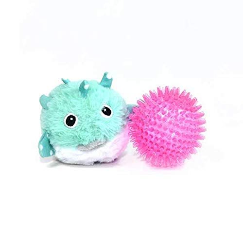 Patchwork Pet Pricklets Puffer Fish Premium Dog Toy Plush Interactive Removable Spiky Ball