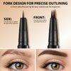 LANGMANNI Eyebrow Pen - Wild Micro-4Tip Prong Lasting Water Eyebrow Pencil, For Effortless & Natural Looking Brows That Last All Day (#1 Black 2pcs)