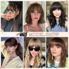 Wodelanle Bangs Hair Clip in Bangs,100% Human Hair Fake Bangs Clip on Bangs Dark Brown,Faux Bangs Clip in Hair Extensions,French Bangs Fringe With Temples Hairpieces Curved Bangs for Daily Wear