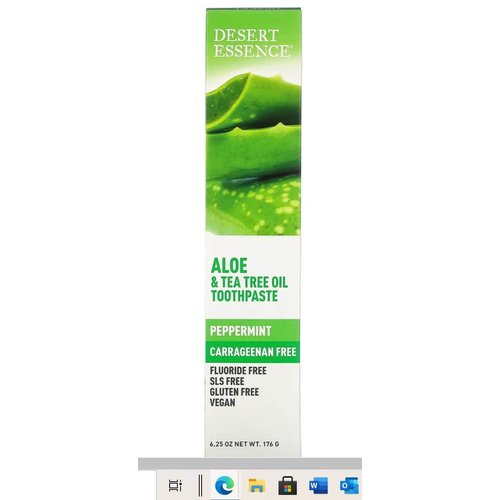 Desert Essence Aloe & Tea Tree Oil Toothpaste - Peppermint - Ideal For Sensitive Teeth & Gums - Complete Oral Care - Aloe - Tea Tree Oil - Baking Soda - Refreshes Breathe - Carrageenan Free