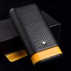 Cigar in Style Yellow Black Leather Cedar Wood lining 3Ct Adjustable Cigar Case Travel Holder Humidor