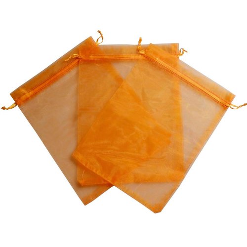 UHANGETH 100 Pcs 6x9 Inch Drawstring Organza Gift Bags Jewelry Party Wedding Favor Candy Christmas Pouches (Orange)