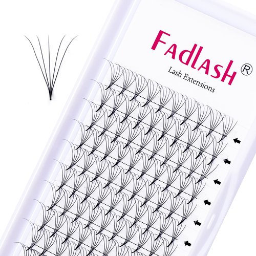 Volume Lash Extensions 3D 5D Premade Fans FADLASH Volume Eyelash Extensions Thickness 0.07 C Curl 10mm Salon Use by (5D-0.07-C, 10mm)