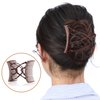 4 Pieces Adjustable Elastic No Crease Double Comb Hair Pins for Women's Curly Thick Wavy Hair Ponytail (Black, Coffee)
