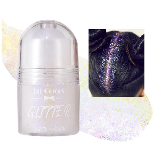 GL-Turelifes Body Glitter Gel, Roll-on Face Glitter for Body Face, Eye, Lip &Hair Festival Rave Accessories, Holographic Mermaid Glitter Gel,Body Shimmer Halloween Makeup (#03 Gilded White)