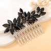 Teyglen Crystal Bride Wedding Hair Comb Full Rhinestone Side Hair Comb Black Hair Pieces Bridal Black Headpieces Hair Accessories for Women Girl(Black)