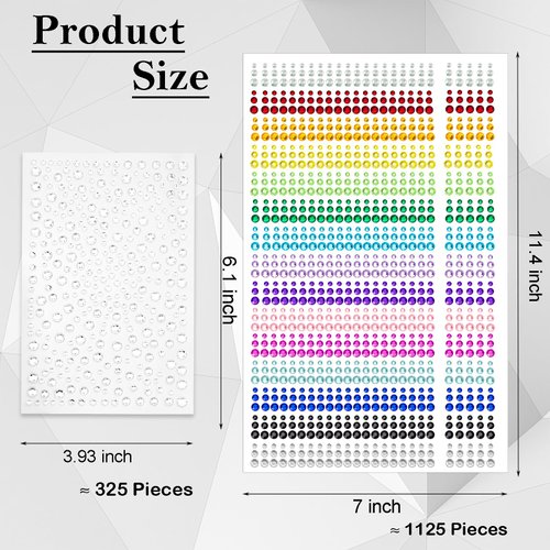 1500 Pcs Hair Gems Self Adhesive Rhinestones for Makeup 15 Colors Rainbow Rhinestones Face Jewels Eyes Face Gems Stick On (Crystal)