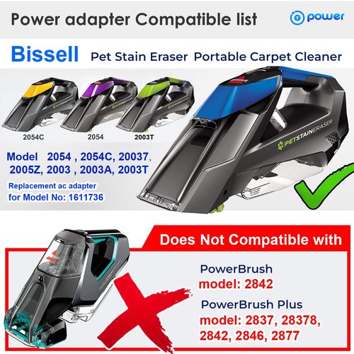 T POWER Charger for Bissell Pet Stain Eraser 20037 2054 Z 2002 20028 2002Q 2003 Cordless Handheld Portable Cleaner Vacuum 1611736 1612244 Ac Adapter Power Supply