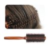 Boar Bristle Round Brush，Natural Bristle Hair Brush Wooden Handle Styling Brush Prevents Tangles and Anti-Static for Hair Blowing, Styling, Curling, Detangling and Straightening(size:22.3x4.7cm)