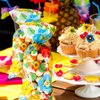 100 Hibiscus Luau Cello Bag Tiki Party Supply Aloha Luau Party Decorations, Hibiscus Goody Bags Candy Cellophane Bag Treat Bags for Hawaii Party Summer Table Setting