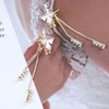 Sttiafay Vintage Crystal Butterfly Earrings Long Rhinestone Dangle Earrings Gold Chain Tassel Earrings Cz Butterfly Stud Earrings Jewelry for Women