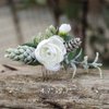 Fangsen Silver Wedding White Flower Hair Comb Boho Floral Hair accessory for Women and Girls