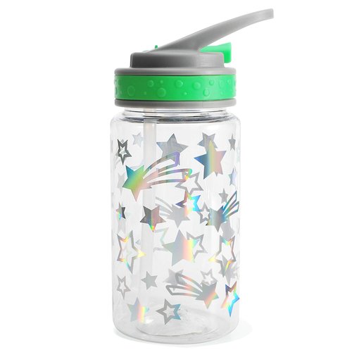Home Tune 15oz Kids Water Drinking Bottle - Tritan BPA Free, Wide Mouth, Flip Sip Top, Easy Open, Lightweight, Leak-Proof Water Bottle with Cute Foil Print Design For Girls & Boys - Star