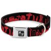 Buckle-Down Seatbelt Buckle Dog Collar - Graveyard Black/Red - 1" Wide - Fits 11-17" Neck - Medium