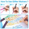 Celepen Glitter Marker Pens, 12 Colors Metallic Shimmer Glitter Markers Paint Pens, Glitter Art Marker for Kids Adults DIY Crafts Greeting Birthday Cards Making Poster Album Scrapbooking Wood