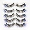DAODER False Eyelashes Colored Lashes Fluffy Wispy with Blue Color 14mm~16mm Medium C Curl Full Volume 3D Natural Fake Lashes Soft Reusable 5 Pairs (Blue on End)