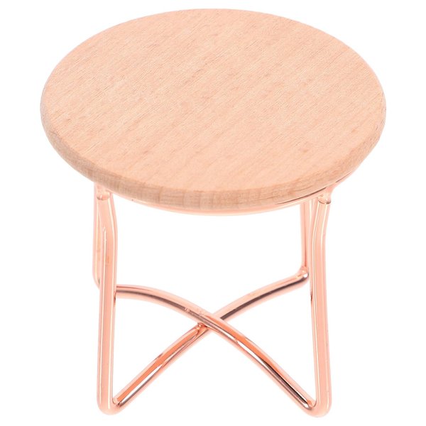 JOINPAYA Mini Dollhouse End Table: Miniture Wooden Home Furniture Round Side Tea Table Model for Living Room Bedroom Scene Decoration