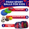 Toysery Foam Sports Balls Toddler Toys Set with Carry Bag - Includes Football, Soccer Ball, Tennis Ball, Basketball, Baseball, Kickball, & 3 Fresbee Discs - Soft Balls for Kids and Toddlers Ages 1-3