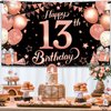 KatchOn, Rose Gold Happy 13th Birthday Banner - Huge, 72x44 Inch | Rose Gold and Black 13th Birthday Backdrop, 13th Birthday Party Decorations | 13 Birthday Banner, 13th Birthday Decorations for Girls