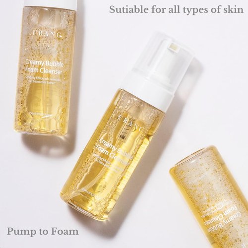 URANG] Creamy Bubble Foam Cleanser 5.07 Fl Oz | COSMOS NATURAL Certified Calendula & Chamomile Extract - Soften and Moisturize Skin | Vegan Face Wash For All Fmaily Members | Bubble Skincare