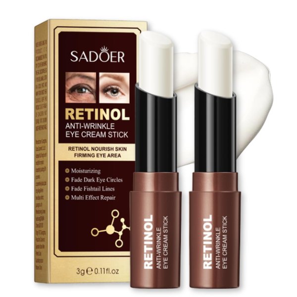 Retinol Eye Stick,Retinol Eye Cream - Eye Cream Anti Aging - Under Eye Cream for Dark Circles - Eye Cream for Puffiness and Bags under Eyes - Dark Circles Eye Cream for Women Reduces Fine Lines（2pcs）