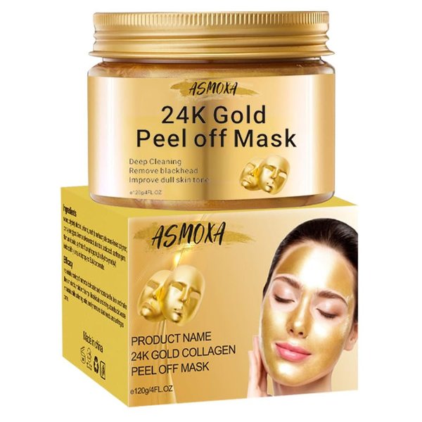 Grospe 24K Gold Peel-Off Mask, Anti-Aging Gold Face Mask for Removes Blackheads, Reduces Fine Lines And Cleans Pores, Tightening Moisturizing Toning and Nourishing The Skin