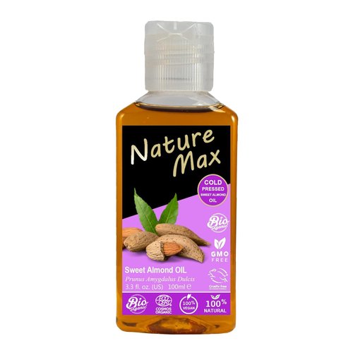 bonballoon Nature Max Sweet Almond Oil Natural Pure Undiluted For Hair & Skin Care Cold Pressed Premium Undiluted No Additives No Gmo Kosher Halal (1 Pack = 3.38 oz / 100 ml) زيت اللوز الحلو