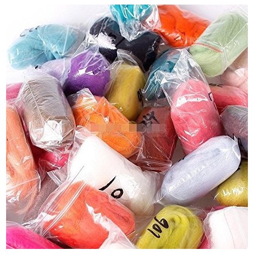 DOD-Life 36 Colors Merino Wool Fibre Roving for Needle Felting Hand Spinning BIN,3g/Color, Total 108g