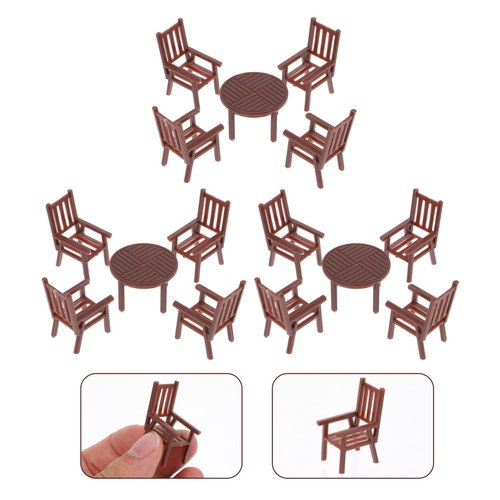 Toyvian 3 Sets Dollhouse Miniature Furniture Mini House Table and Chair Models Set 1: 30 Plastic Furniture Toy for DIY Fairy Garden Dollhouse Decoration Pretend Toys