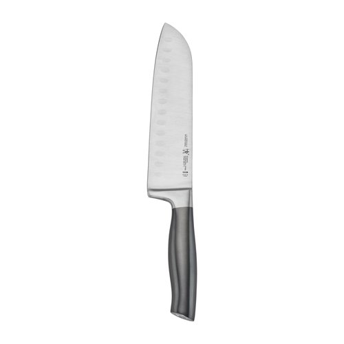 HENCKELS Graphite Razor-Sharp 7-inch Hollow Edge Santoku Knife, German Engineered Informed by 100+ Years of Mastery, Gray