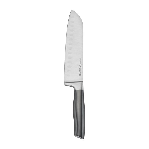 HENCKELS Graphite Razor-Sharp 7-inch Hollow Edge Santoku Knife, German Engineered Informed by 100+ Years of Mastery, Gray