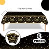3PCS New Year Tablecloth, Disposable Black Gold NYE Party Tablecloth Decorations, Rectangular Plastic Happy New Year Table Cover NYE Theme Party Supplies for Birthday Party Decorations, 108 x 54”