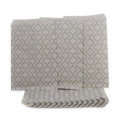 CuteBox 100pcs Silver Trellis Flat Paper Gift Bags (8.5" x 11") for Merchandise, Party Favors, Small Gifts, Handmade Goods, Arts and Crafts, Outdoor Events, Holidays, Weddings