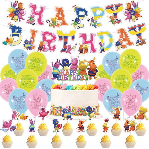 The Backyardigans Birthday Party Decoration The Backyardigans Party Supplies Include HAPPY BIRTHDAY Banner Balloons Cake Topper Cupcake Toppers Cartoon Party Decoration