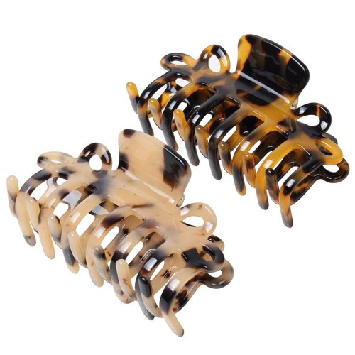 NC 3Pcs Hair Claw Clips Women's Medium Claw Tortoise Shell Hair Clip Acrylic Hair Claws Clamps Barrettes Clips for Women Girls Fashion Hair Accessories (Color A)