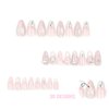 IMRAIN Press on Nails Medium Almond Fake Nails Pink Silver Bow False Nails White French Tips Nails Full Cover Glitter Heart Glue on Nails for Women Girls 24Pcs Y2K Stiletto Handmade Nail Kit