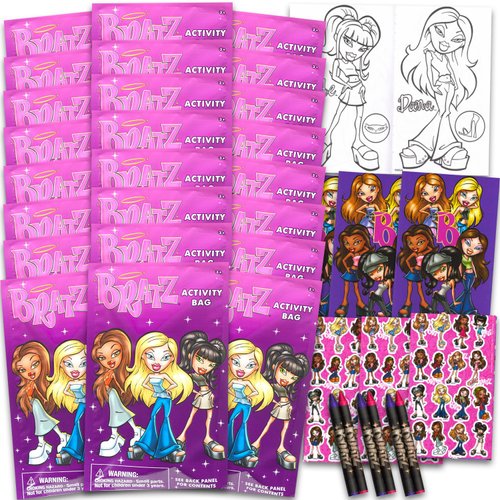 MGA Entertainment Bratz Birthday Party Favors Set - Bundle with 24 Bratz Play Packs | Mini Coloring Books, Stickers, and More for Goodie Bags | Bratz Party Supplies for Girls
